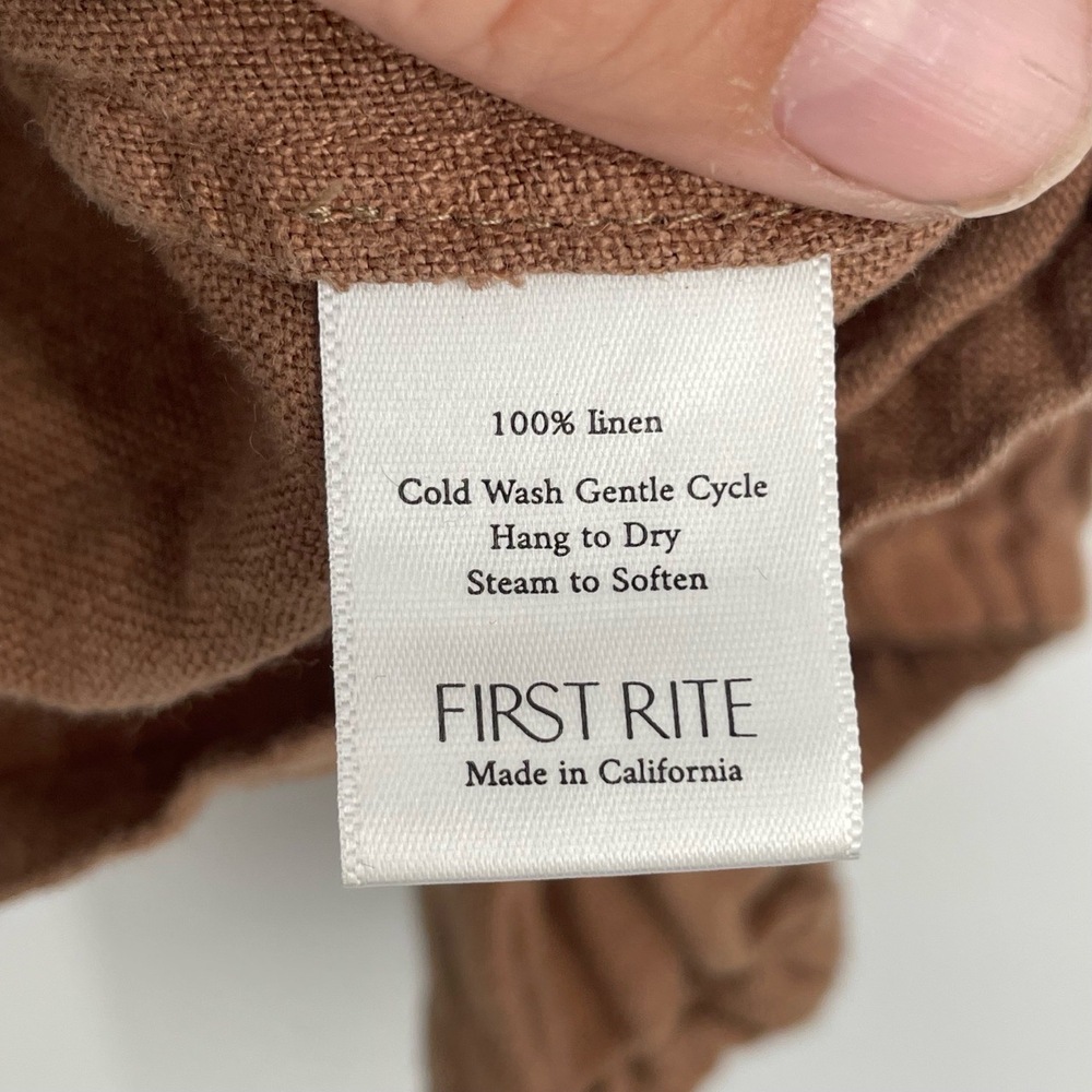 First Rite Women's Brown Linen Tie‎ Front V-neck Cropped Blouse Top Size Small - Picture 10 of 11